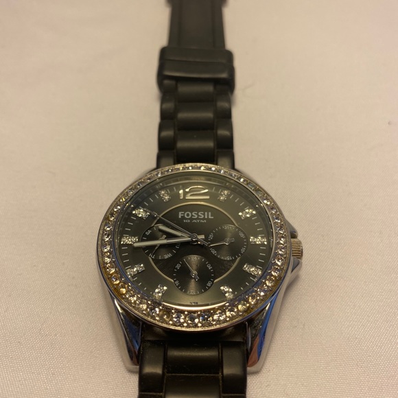 Fossil Black Watch with Diamond Face - Authentic - Picture 2 of 5